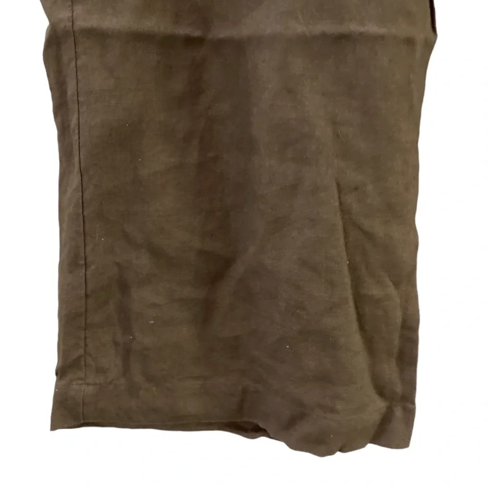H&M 100% Linen Coffee Tan‎ Brown Tie Front Wide Leg Pants 10